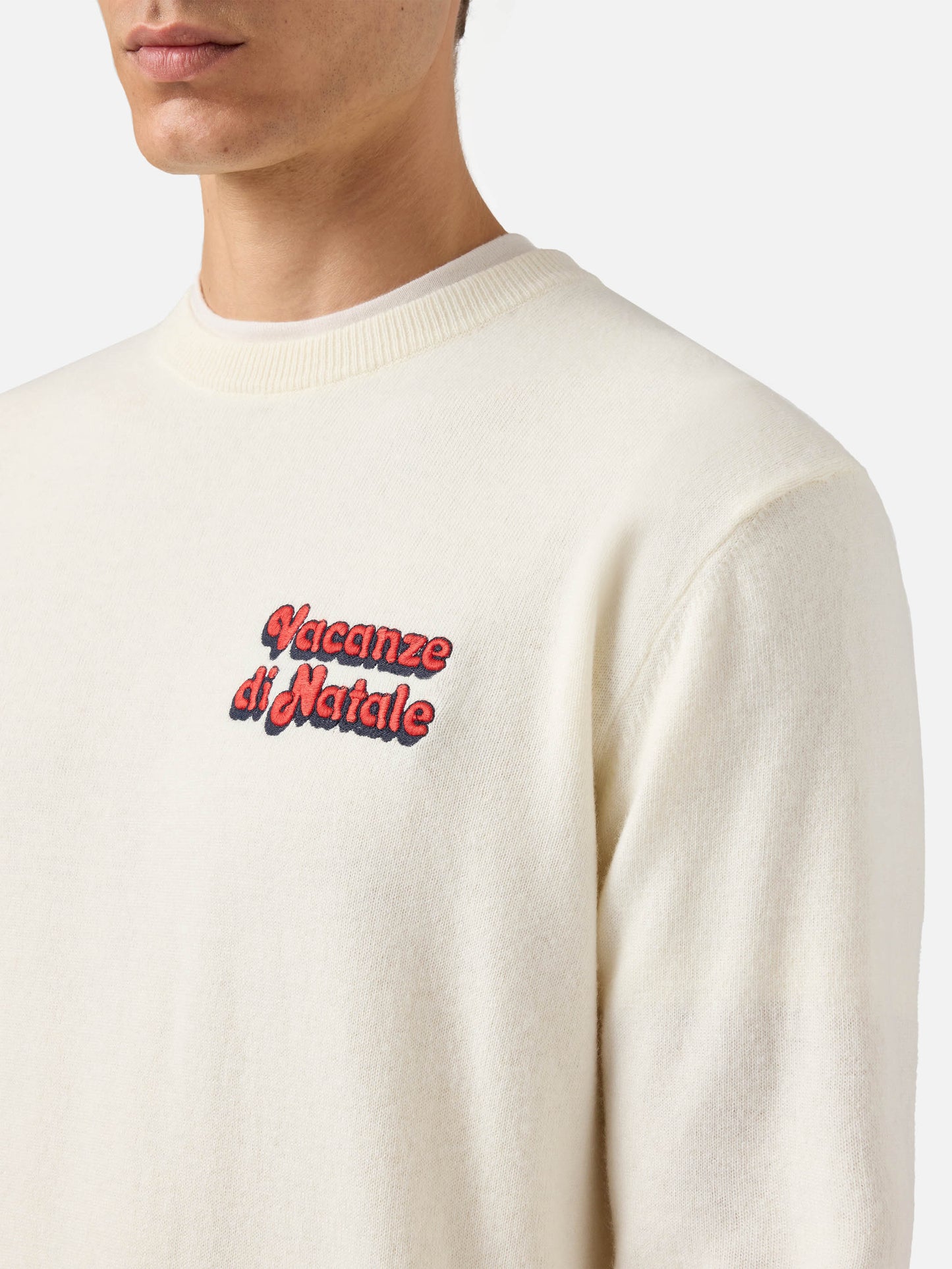 Crewneck sweater Heron Light with Vacanze di Natale embroidery | VACANZE DI NATALE SPECIAL EDITION