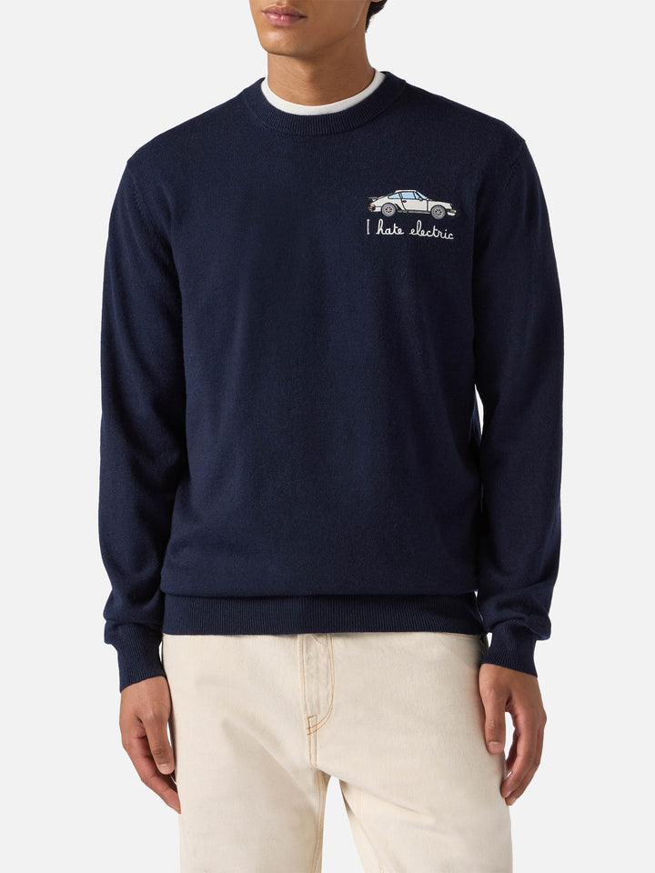 Crewneck sweater Heron Light with I hate electric embroidery