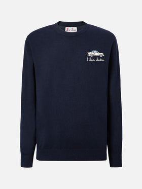 Crewneck sweater Heron Light with I hate electric embroidery