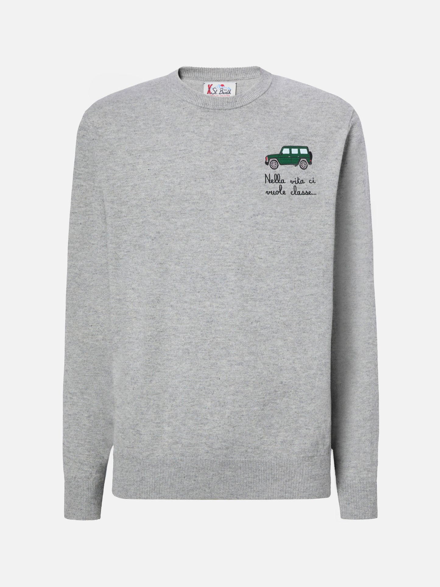 Maglione a girocollo Heron Light con ricamo Nella vita ci vuole classe