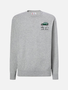 Maglione a girocollo Heron Light con ricamo Nella vita ci vuole classe