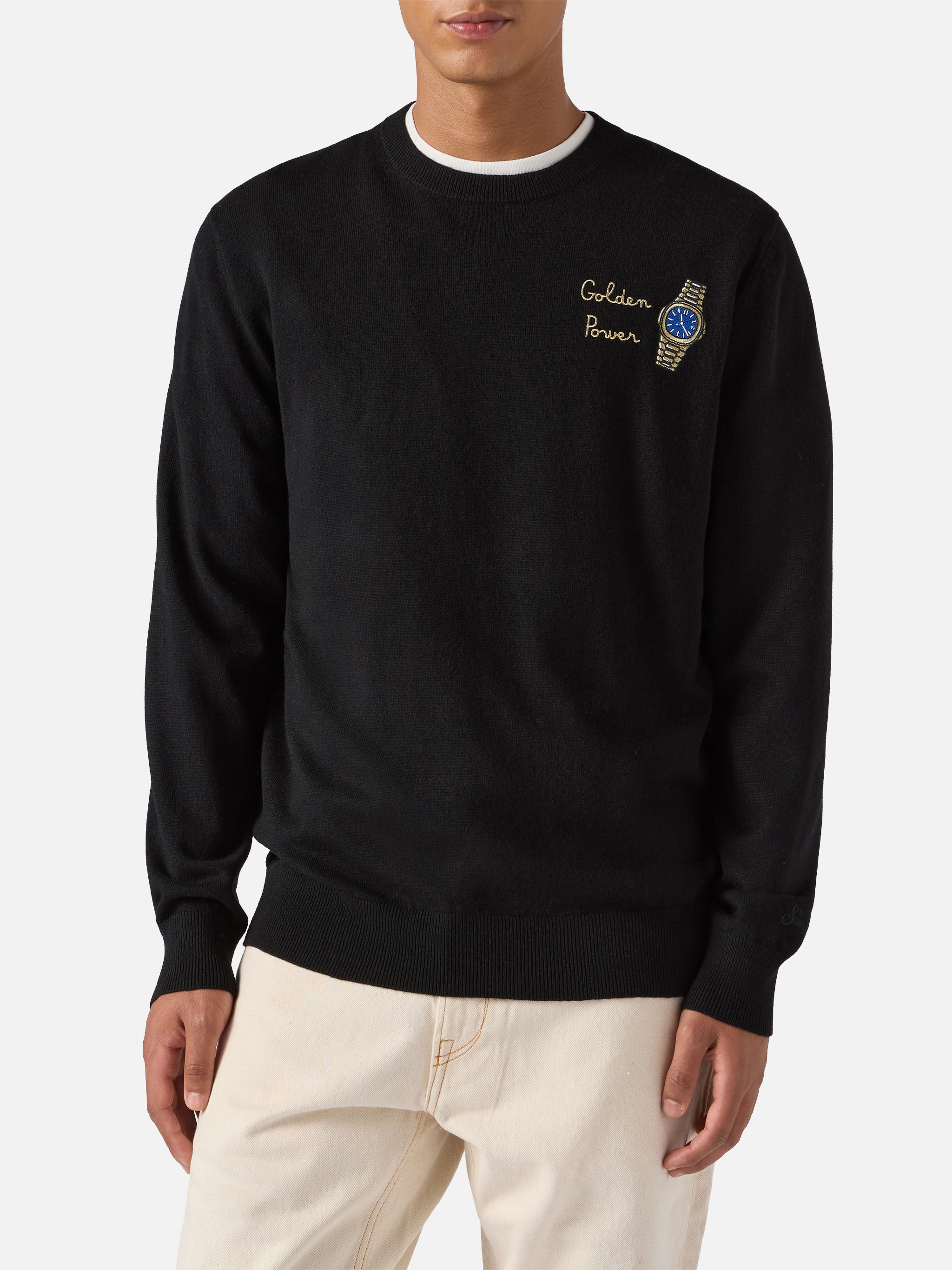 Crewneck sweater Heron Light with Golden Power embroidery – MC2