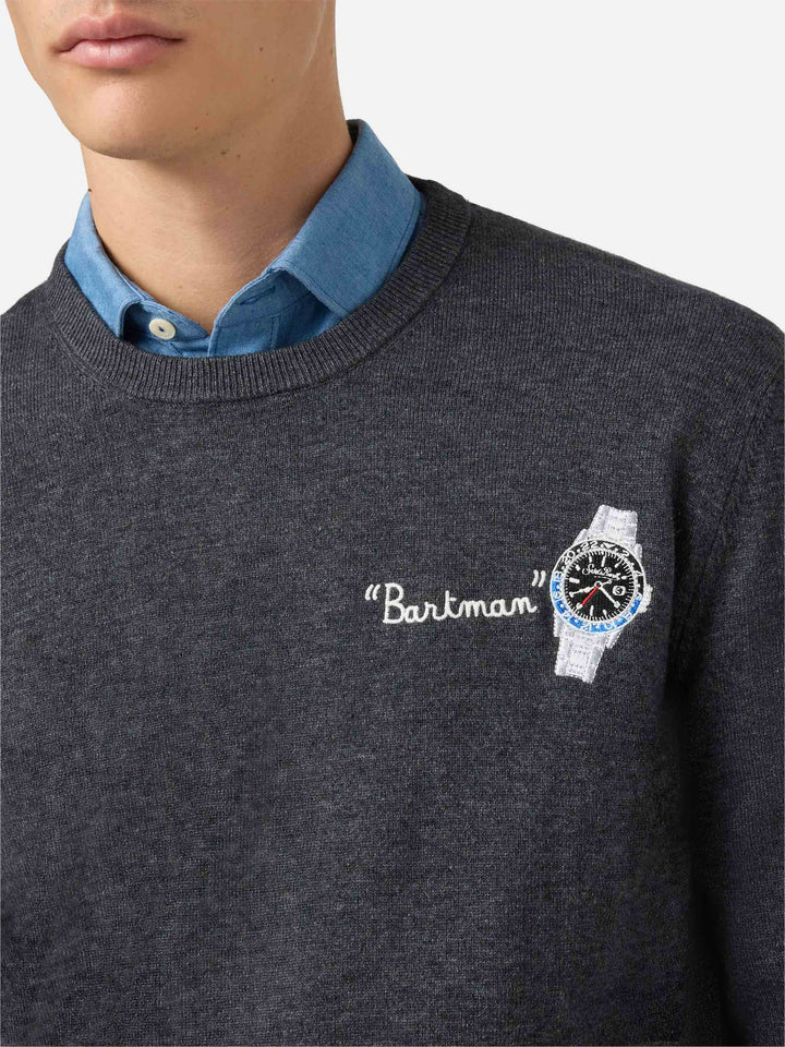 Crewneck sweater Heron Light with Bartman embroidery