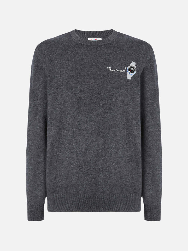 Crewneck sweater Heron Light with Bartman embroidery