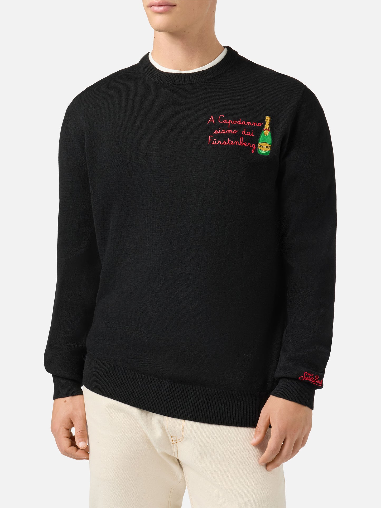 Crewneck sweater Heron Light with A Capodanno siamo dai Fürstenberg! embroidery | VACANZE DI NATALE SPECIAL EDITION