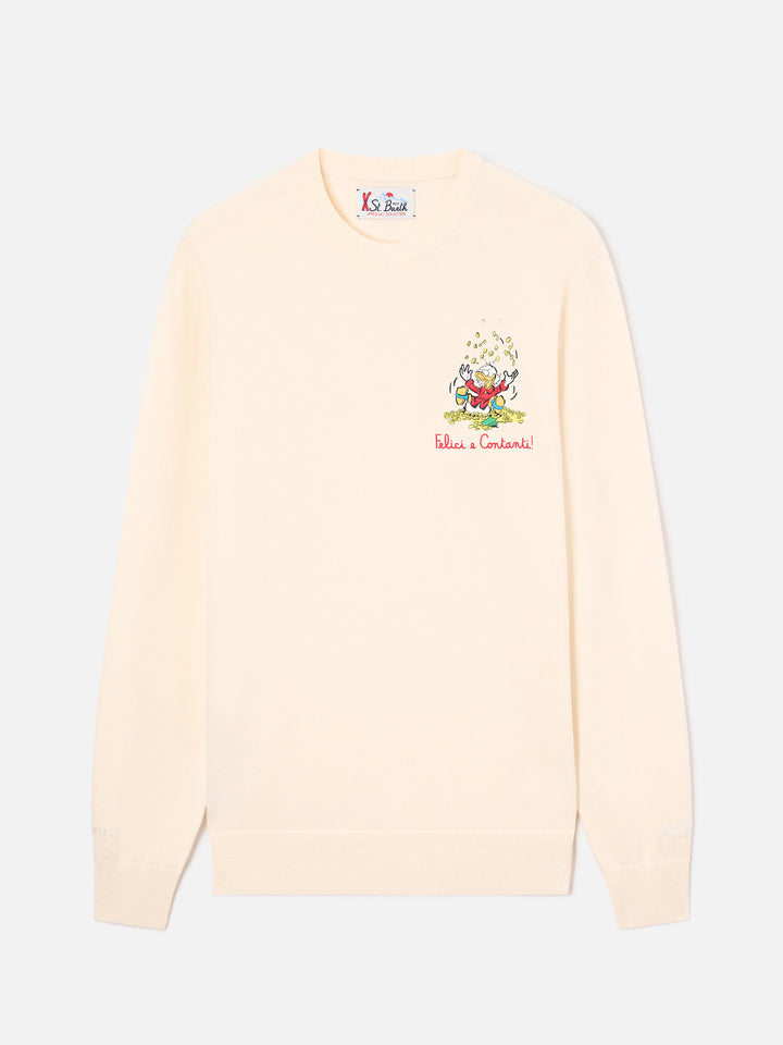 Off white Heron Light wool and cashmere blend crewneck with Scrooge McDuck embroidery | Special edition