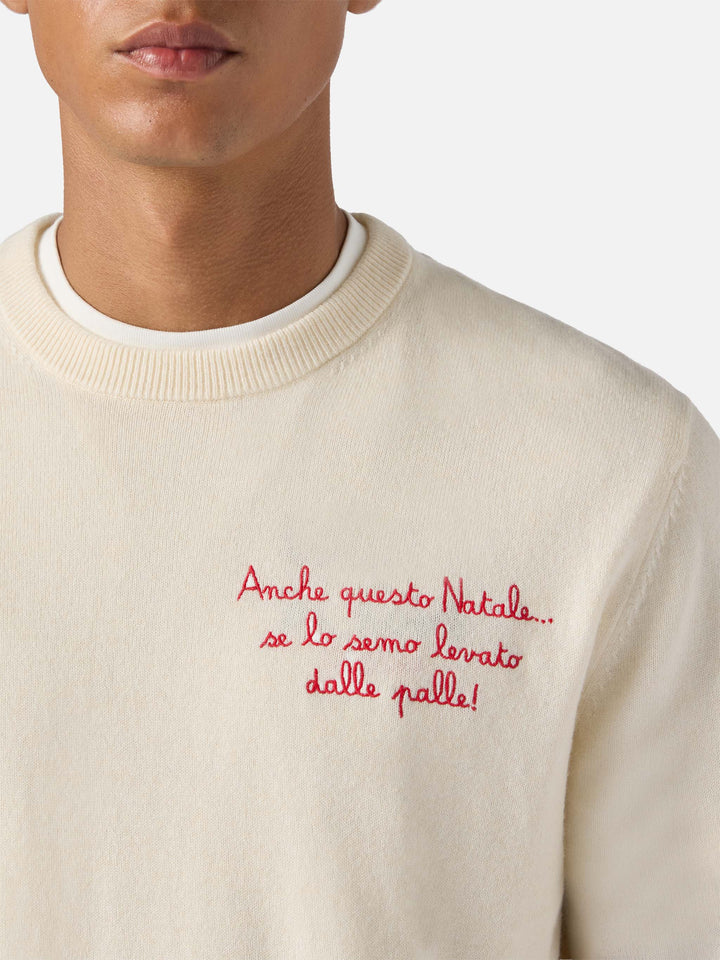 Maglione a girocollo Heron Light con ricamo Anche questo Natale se lo semo levato dalle palle! | VACANZE DI NATALE SPECIAL EDITION