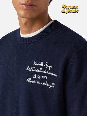 Crewneck sweater Heron Light with Via della Spiga… Alboreto is nothing! embroidery | VACANZE DI NATALE SPECIAL EDITION