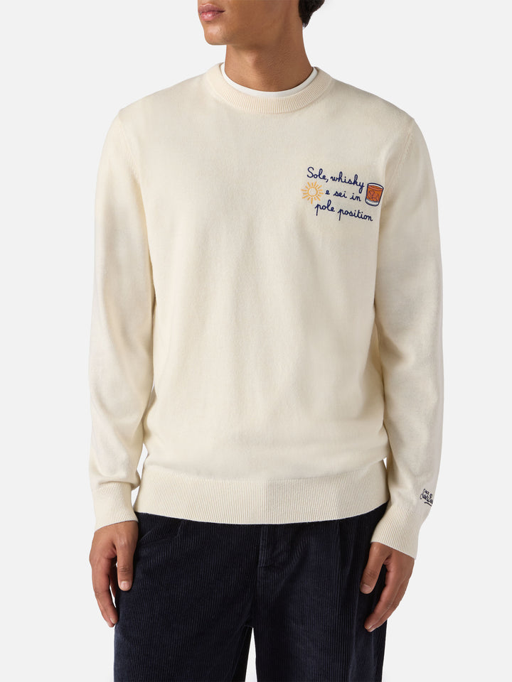 Maglione a girocollo Heron Light con ricamo Sole, wishky e sei in pole position! | VACANZE DI NATALE SPECIAL EDITION