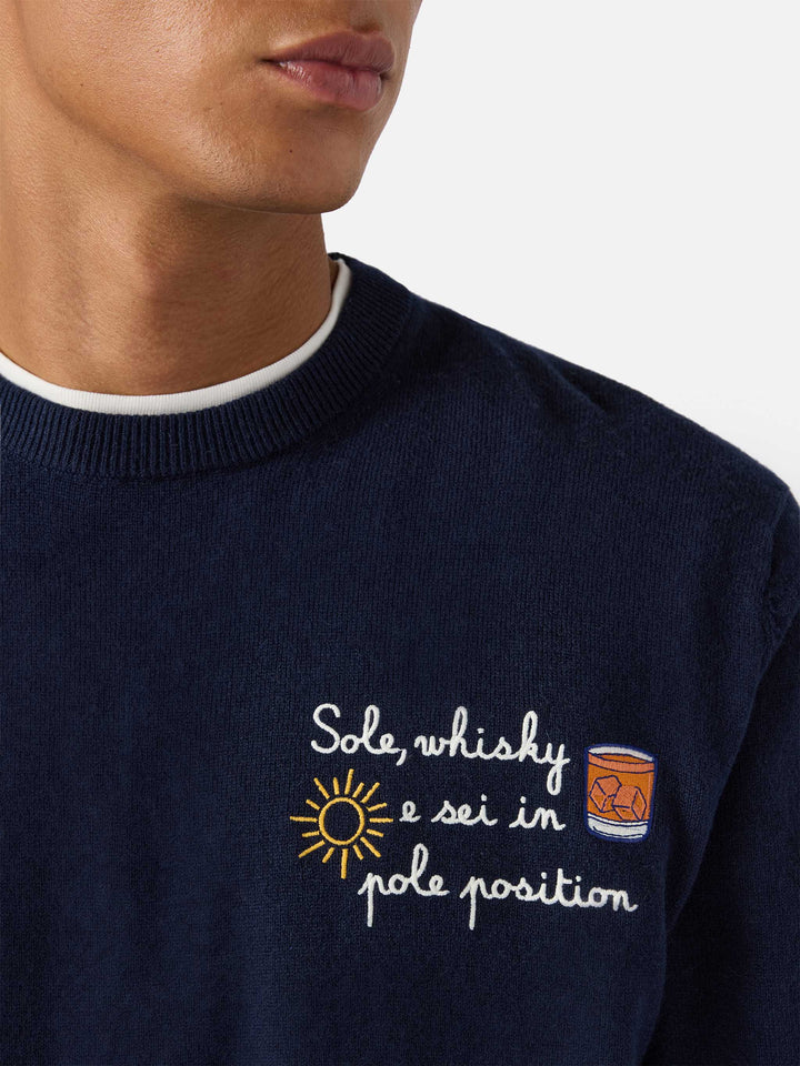Crewneck sweater Heron Light with Sole, wishky e sei in pole position! embroidery | VACANZE DI NATALE SPECIAL EDITION