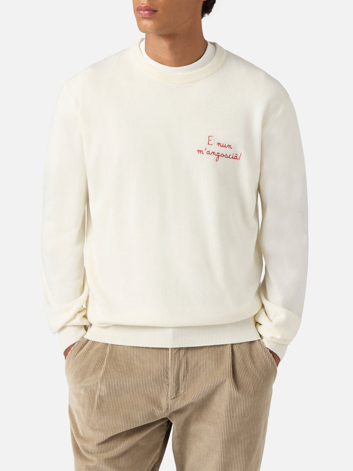 Maglione a girocollo Heron Light con ricamo E nun m'angoscià | VACANZE DI NATALE SPECIAL EDITION