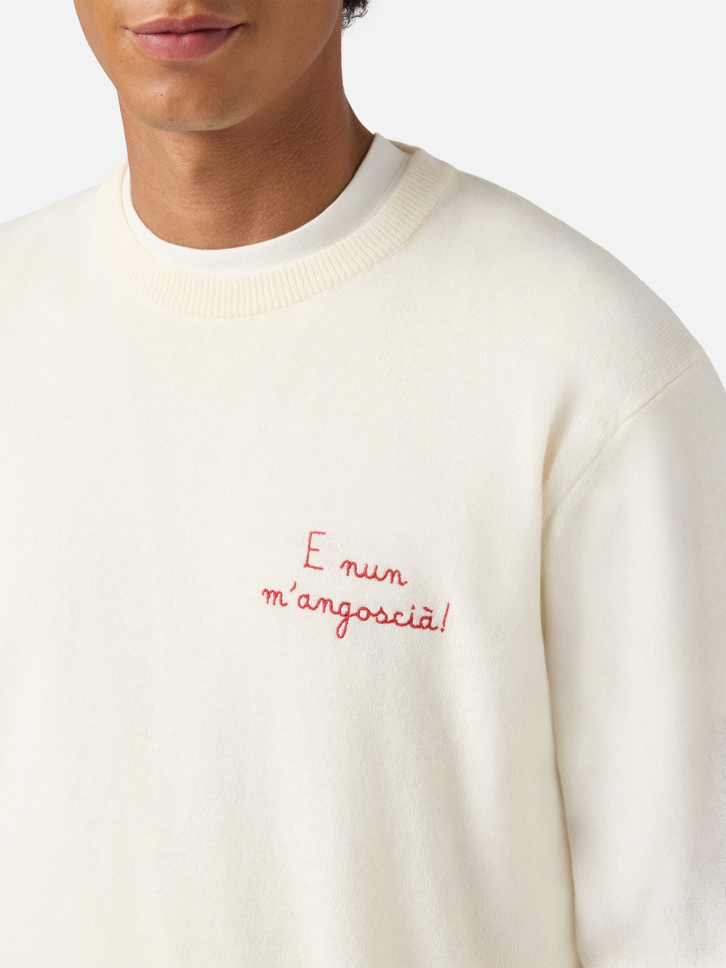Maglione a girocollo Heron Light con ricamo E nun m'angoscià | VACANZE DI NATALE SPECIAL EDITION