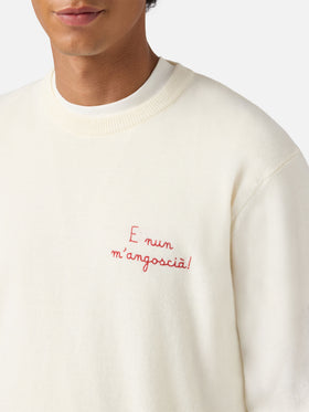 Maglione a girocollo Heron Light con ricamo E nun m'angoscià | VACANZE DI NATALE SPECIAL EDITION