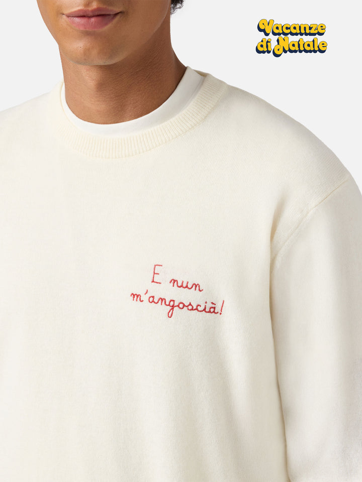 Maglione a girocollo Heron Light con ricamo E nun m'angoscià | VACANZE DI NATALE SPECIAL EDITION