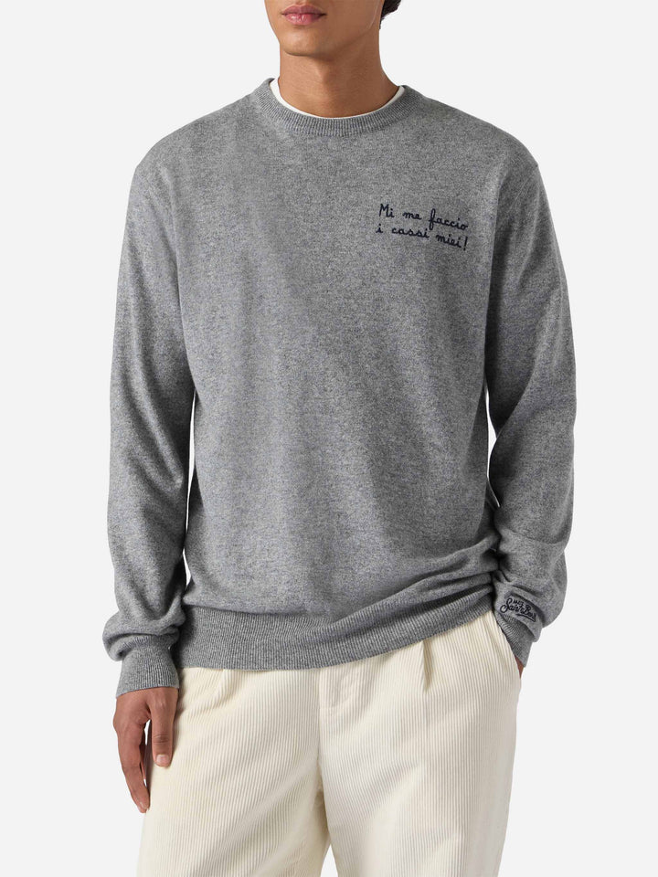 Maglione a girocollo Heron Light con ricamo Mi me faccio i cassi miei! | VACANZE DI NATALE SPECIAL EDITION
