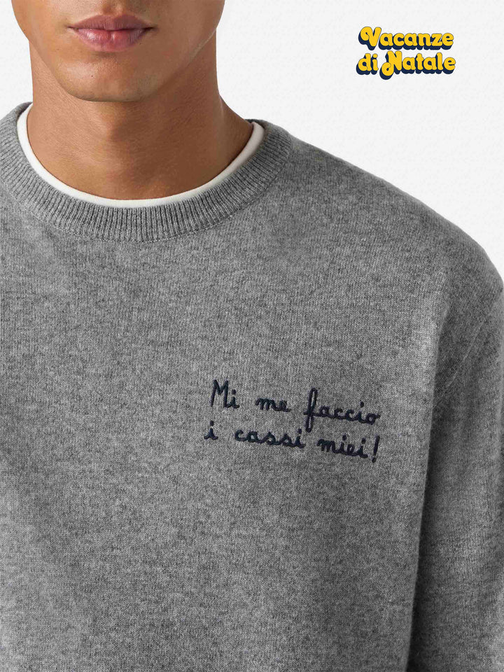 Maglione a girocollo Heron Light con ricamo Mi me faccio i cassi miei! | VACANZE DI NATALE SPECIAL EDITION