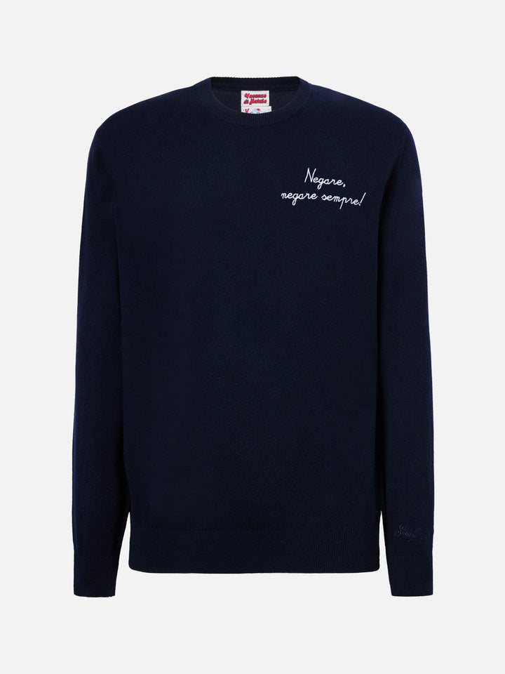 Crewneck sweater Heron Light with Negare, negare sempre! embroidery | VACANZE DI NATALE SPECIAL EDITION