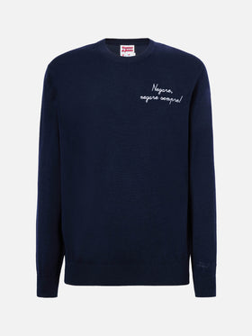 Crewneck Heron Light with Negare, negare sempre! embroidery | VACANZE DI NATALE SPECIAL EDITION