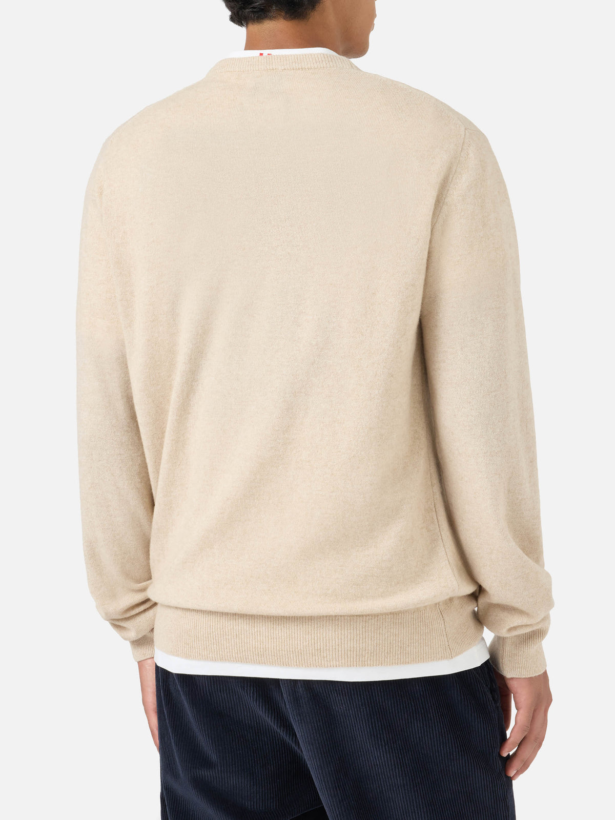 Maglia girocollo Heron Light beige in misto lana e cashmere con ricamo Money Never Sleeps | Special edition