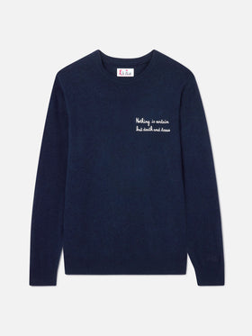 Maglione Heron Light girocollo blu navy con ricamo