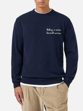 Heron Light Rundhals-Strickware in Navy blue mit Stickerei 