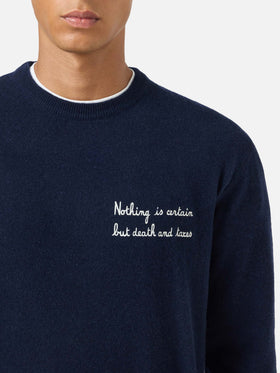 Heron Light Rundhals-Strickware in Navy blue mit Stickerei 