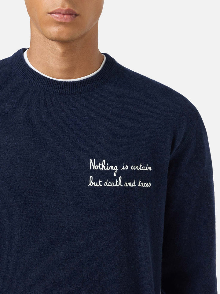 Heron Light Rundhals-Strickware in Navy blue mit Stickerei 