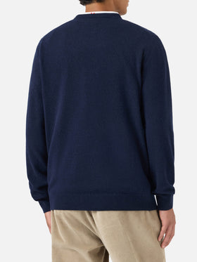 Heron Light Rundhals-Strickware in Navy blue mit Stickerei 