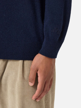 Heron Light Rundhals-Strickware in Navy blue mit Stickerei 