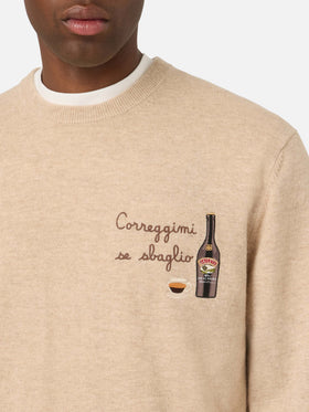 Beige Heron Light wool and cashmere blend crewneck with Baileys embroidery | Special edition