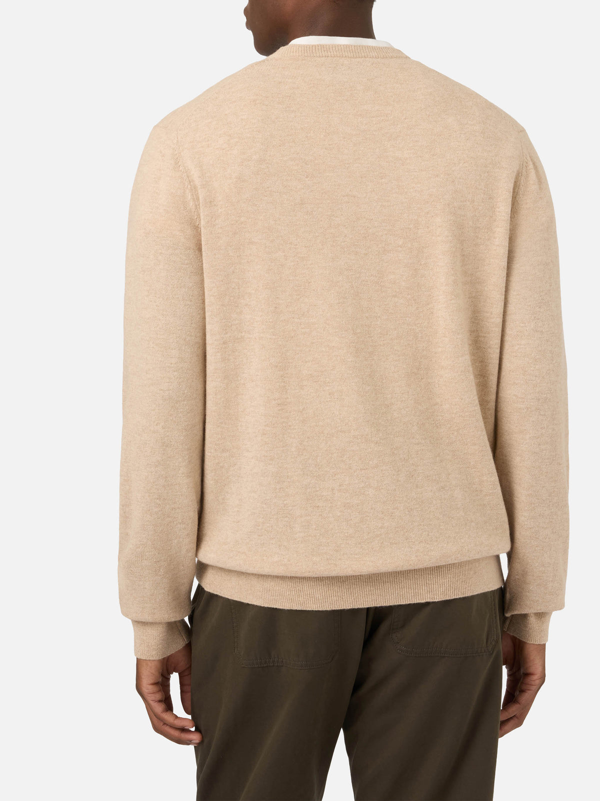 Beige Heron Light wool and cashmere blend crewneck with Baileys embroidery | Special edition