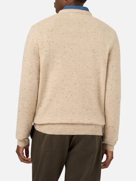 Jersey de punto Donegal Grey Heron con cuello redondo y parche de caniche 