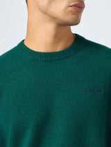 Man crewneck green sweater with St. Barth embroidery