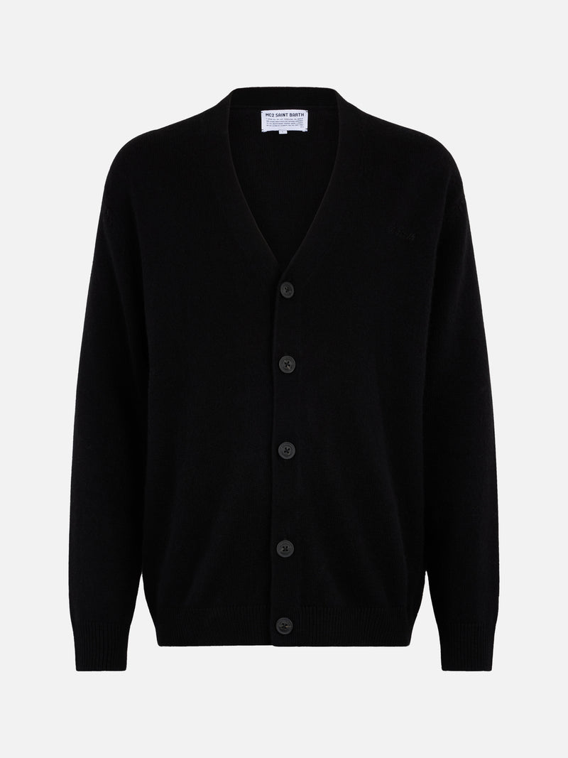 Man black cashmere blend cardigan Herrison