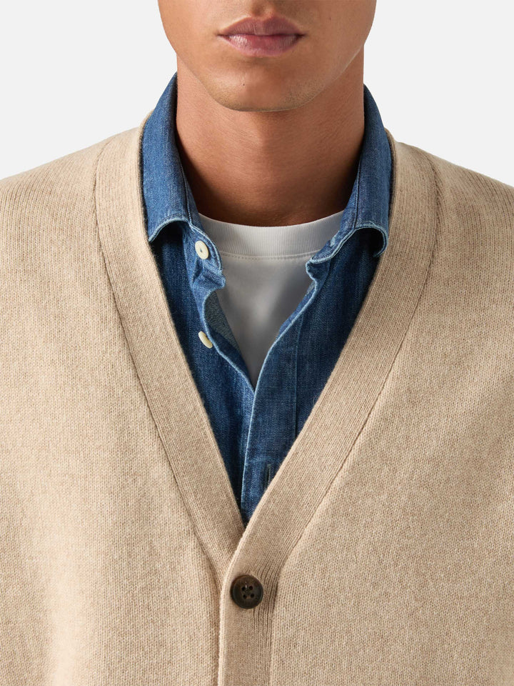 Beiger Herrison Cardigan aus Wolle 