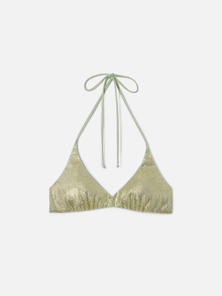 Top bikini Hespera bralette verde acuqa con strass applicati