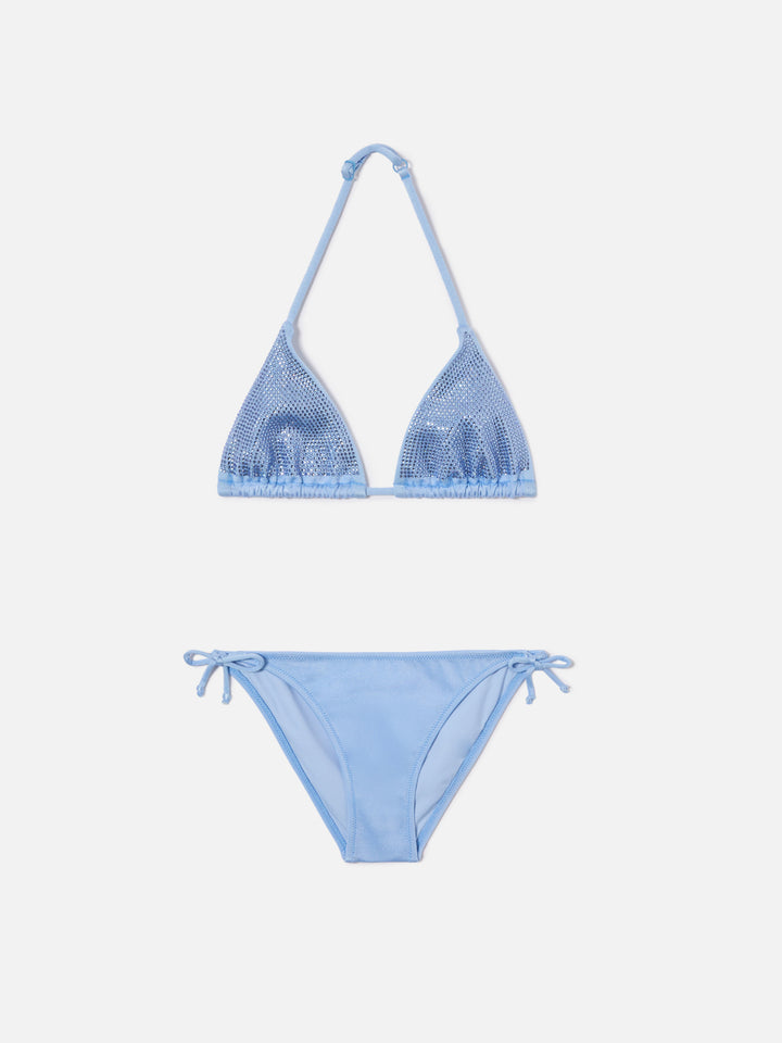 Holly light blue glossy finish bikini and strass details