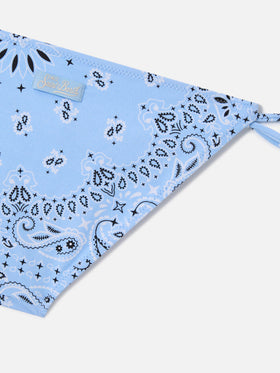 Bikini de triángulo Holly con estampado bandana azul claro 