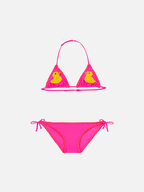 Girl triangle bikini with ducky crochet patch - MC2 Saint Barth