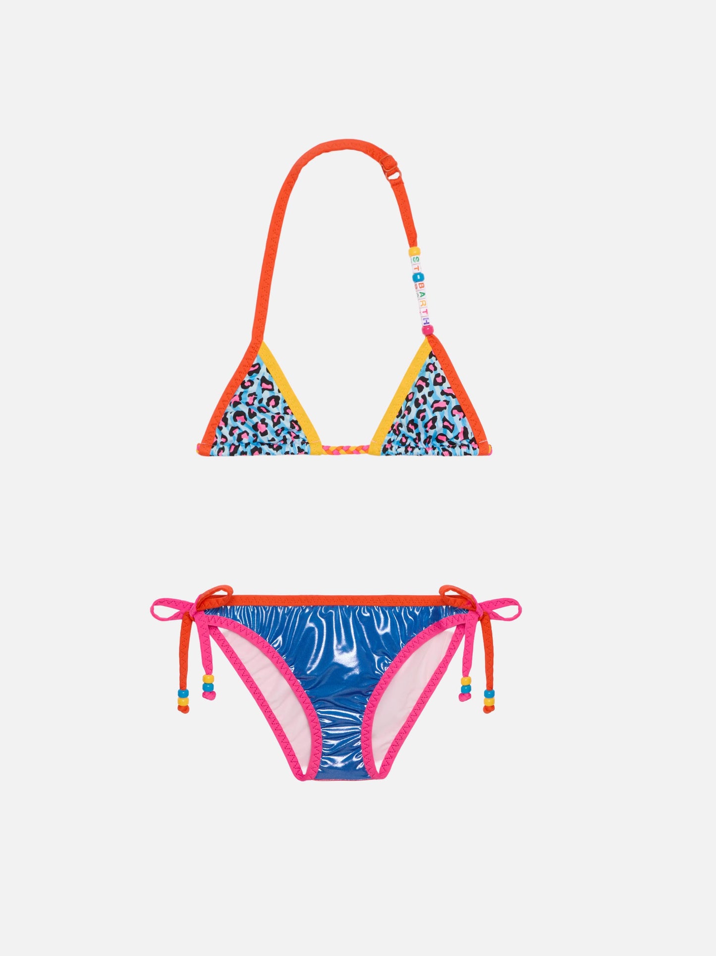 Girl triangle bikini with leopard print