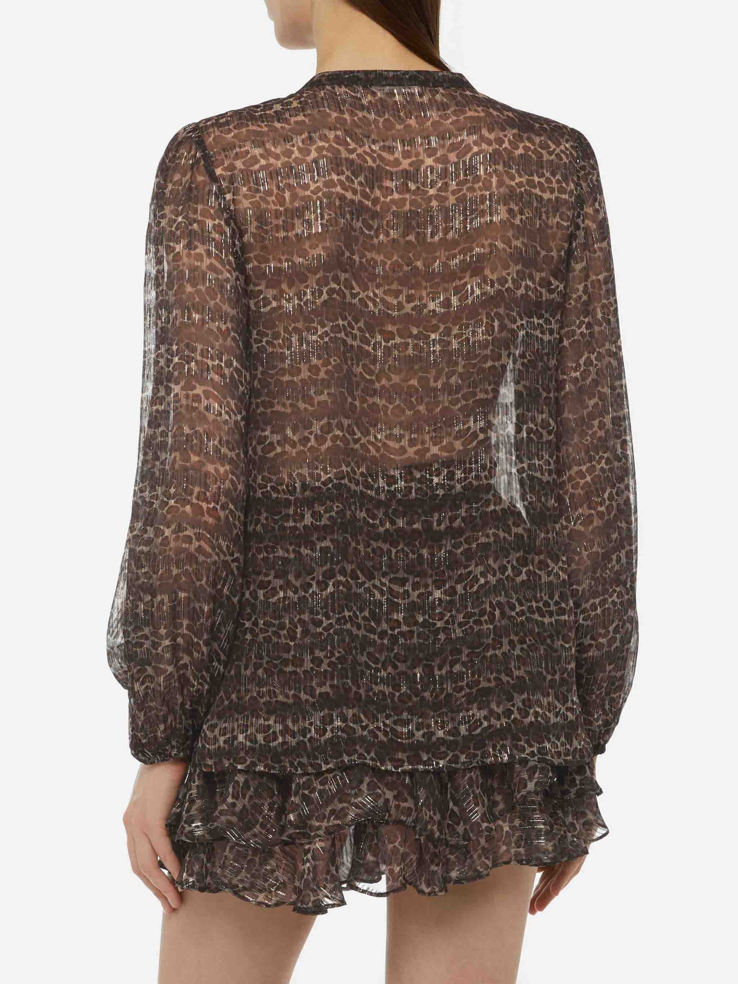 Harper blusa in voile di seta lurex con stampa animalier