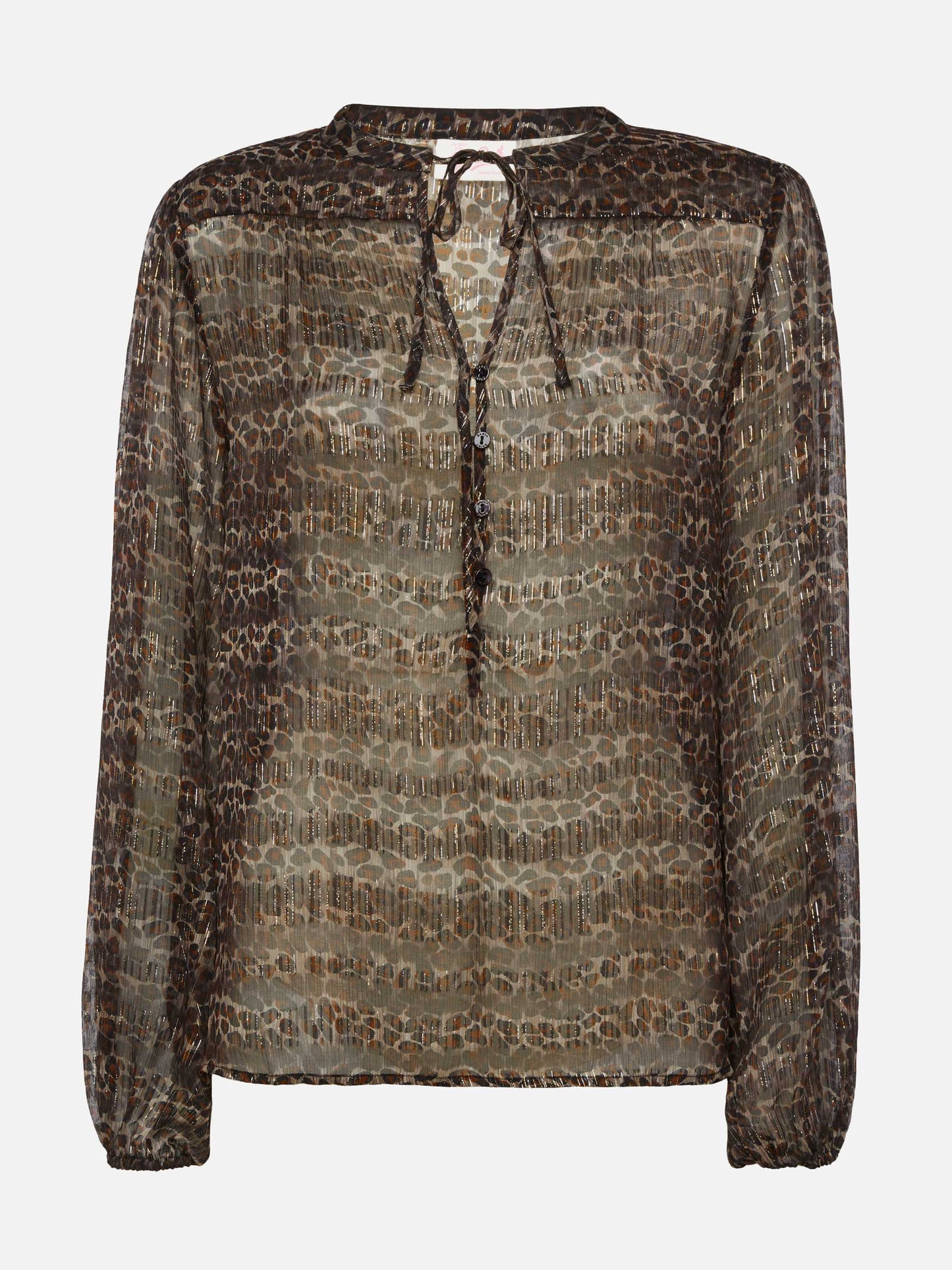 Harper blusa in voile di seta lurex con stampa animalier