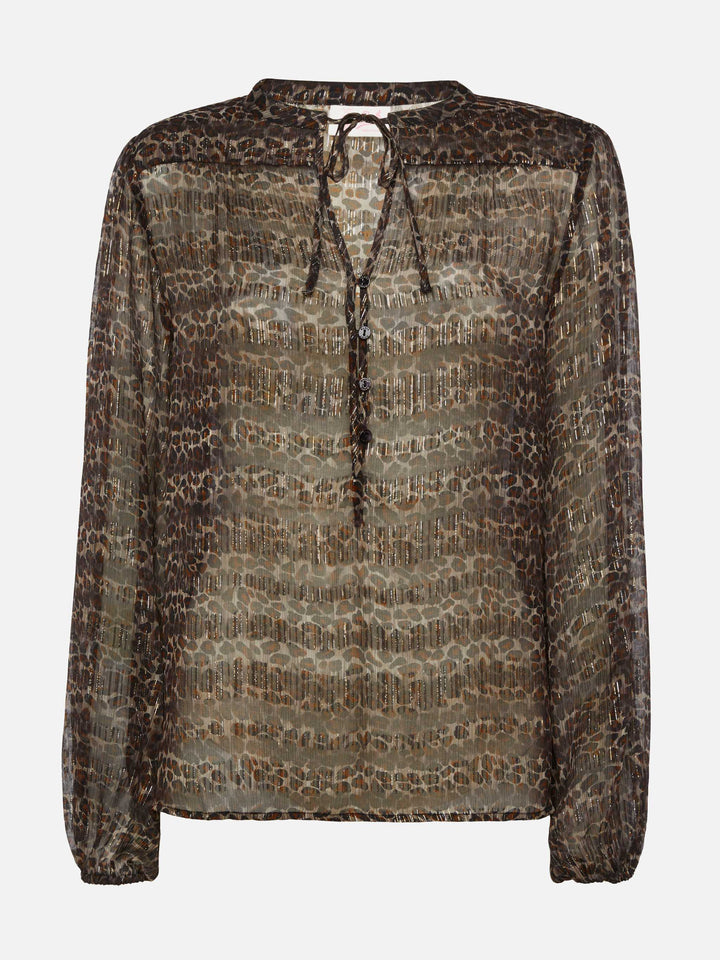 Harper silk voile blouse in lurex silk voile with animalier print - MC2 Saint Barth
