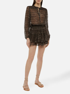 Harper blusa in voile di seta lurex con stampa animalier