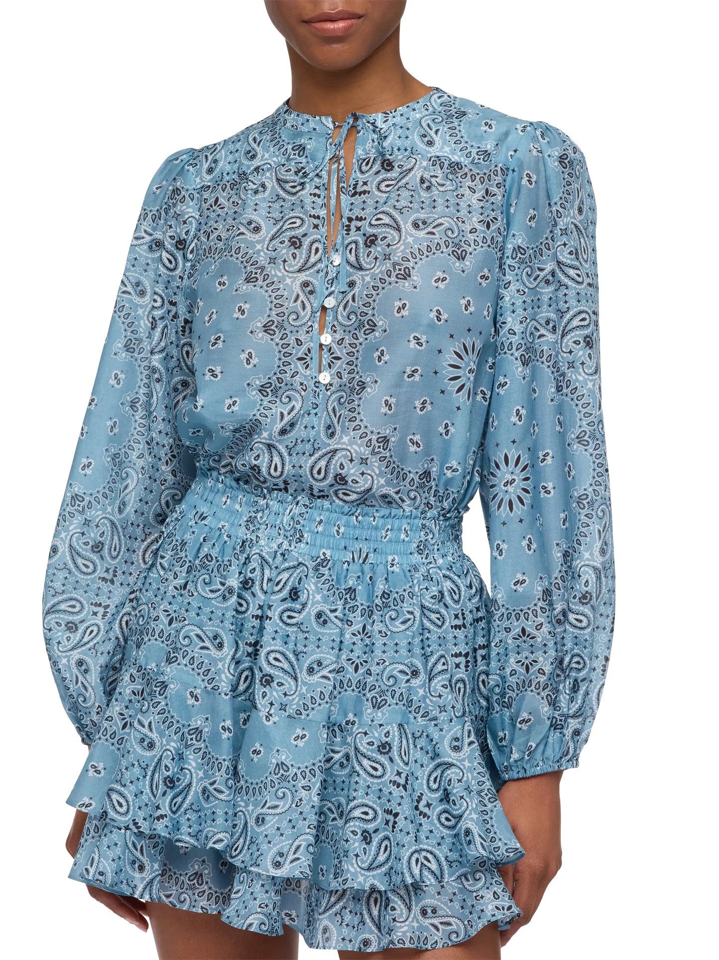 Bluse Harper aus Lurex-Seidenvoile mit Bandanna-Print