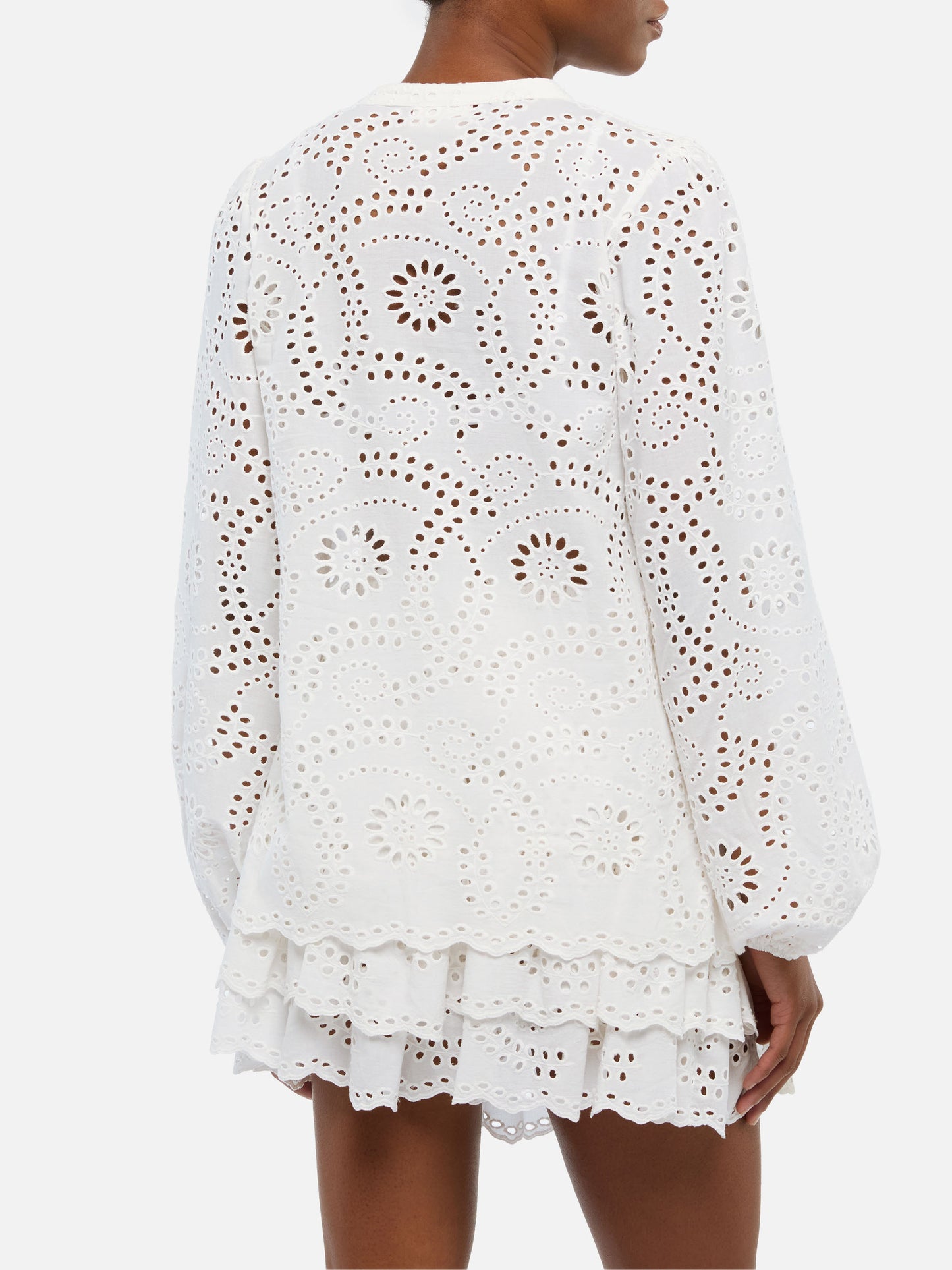 Harper blusa in Sangallo bianco