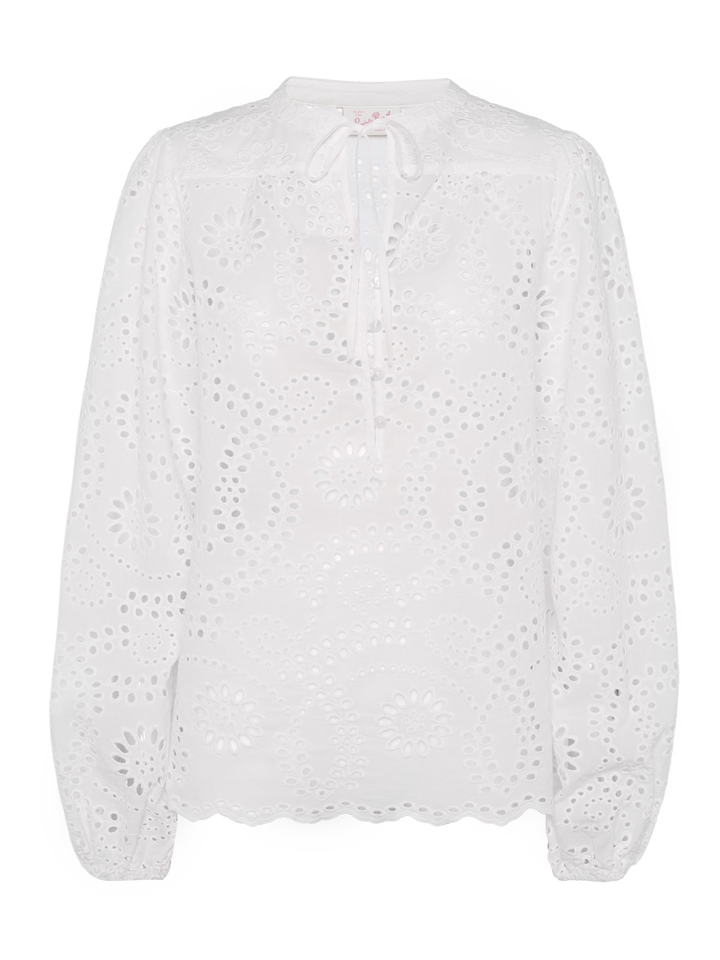Harper silk voile blouse in white Sangallo lace - MC2 Saint Barth