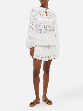 Harper blusa in Sangallo bianco