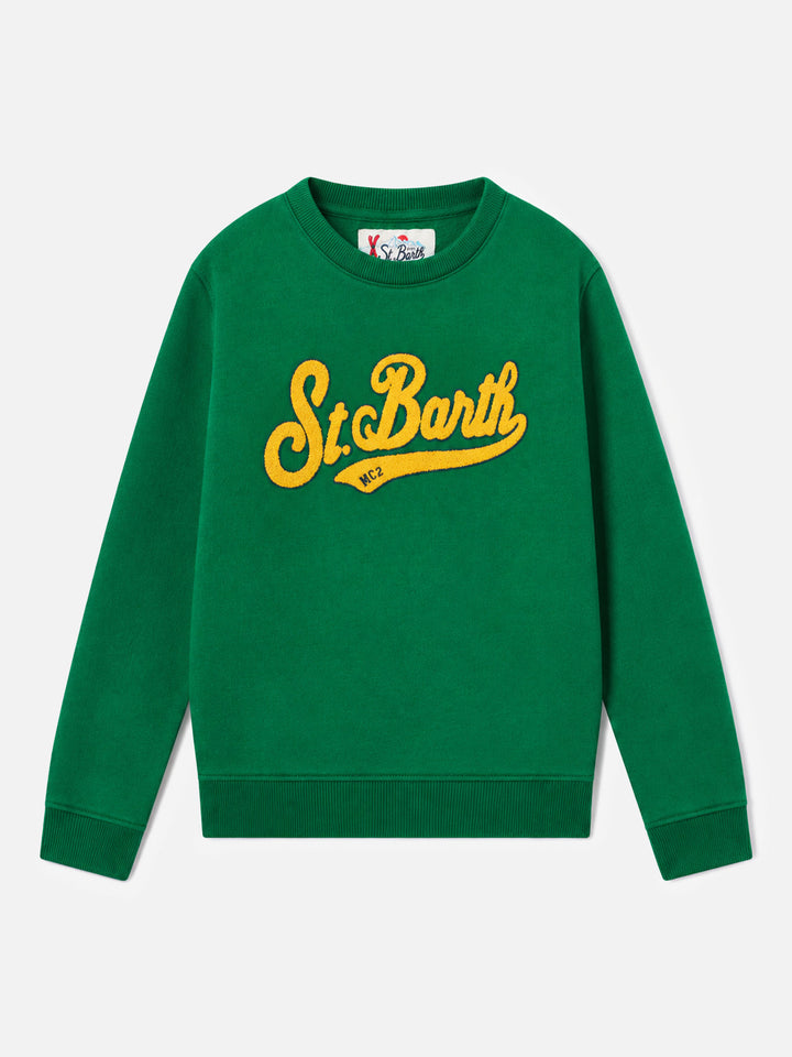 Grünes Sweatshirt für Jungen mit Frottee-Logo 