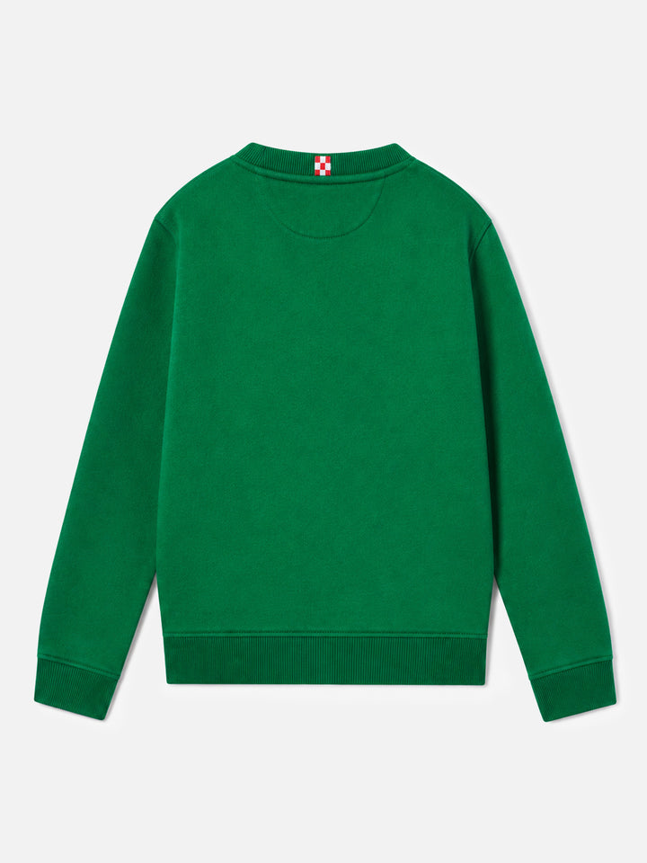Grünes Sweatshirt für Jungen mit Frottee-Logo 
